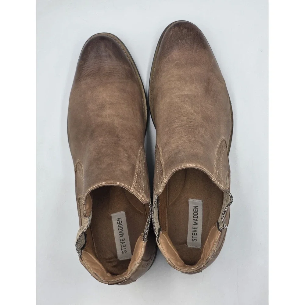 Steve Madden Paxton Chelsea Boots Mens 11.5 Distressed Brown Leather